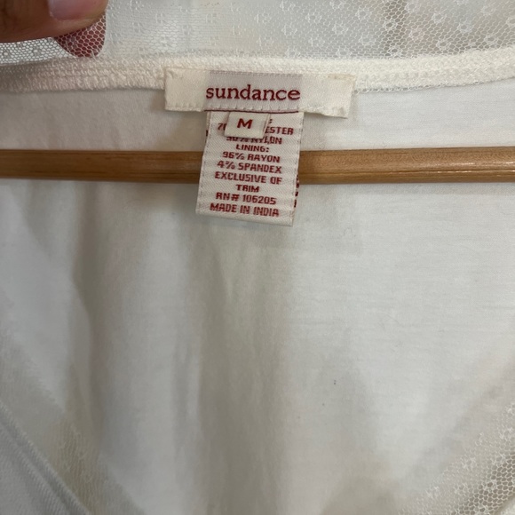 Sundance Top Blouse Medium Ivory Lace Sleeves V-Neck Boho Peasant Patches boho - Picture 3 of 6